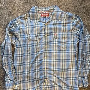Simms Light Blue and grey Plaid Casual Shirt